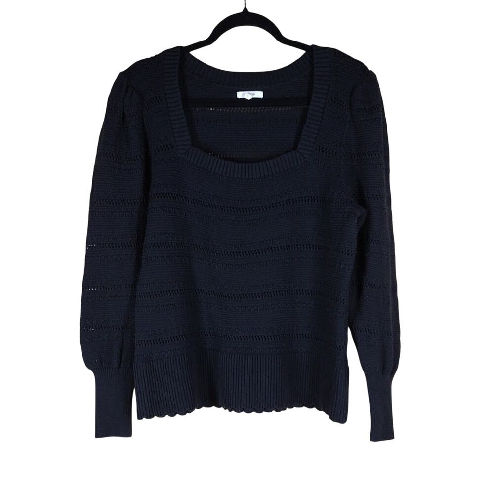 Maurices Sweater Women’s Size XL Black Open Stitch Boho Cotton Knit Stretch